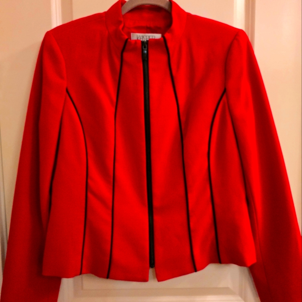 Kasper Piped Blazer, Size 8